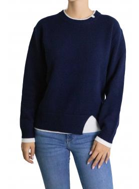 Maglioncino in pura lana con bordi a contrasto 